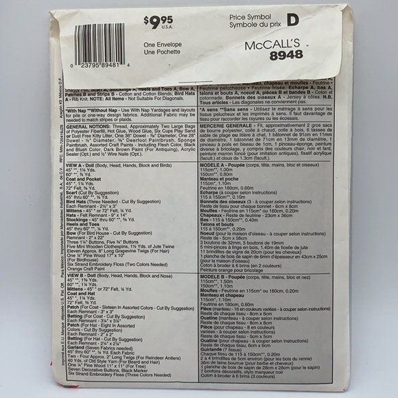 McCall’s Crafts 8948 Plum Creek Collectibles Greeters Patterns to Make 33” Dolls - Picture 2 of 9